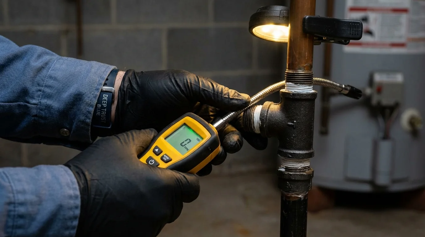 Gas leak detection with electronic sniffer by Johns Plumbing LLC in Heyworth